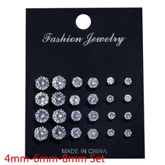 Crystal Stud Earrings Set